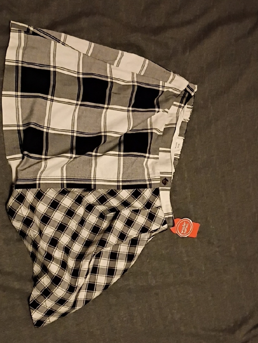 Wondernation Black and White Plaid Skirt